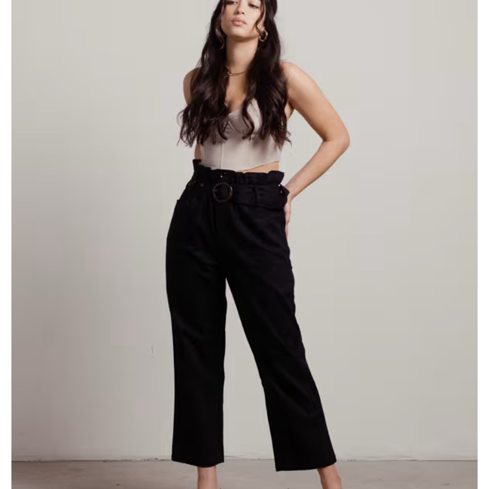 TOBI medium black belted paperbag pant
